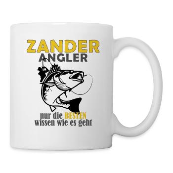 Zander angeln Raubfisch Angler - Tasse - Weiß - Rechts