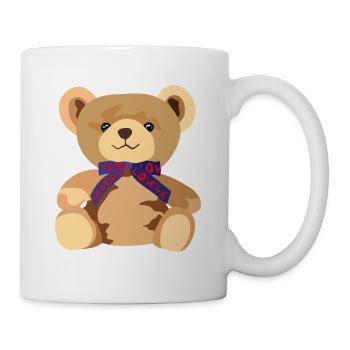 Teddy Bear Teddy Bear with blue ribbon - Mug - white - Right