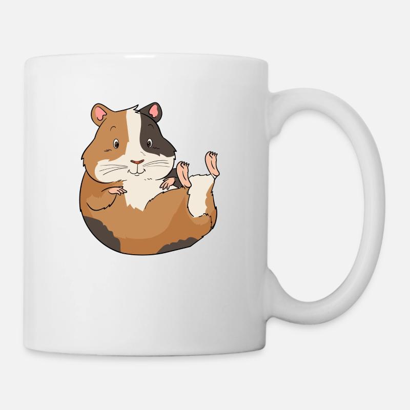 Cochon d'Inde drôle sur le dos et se détendre - Mug blanc - blanc