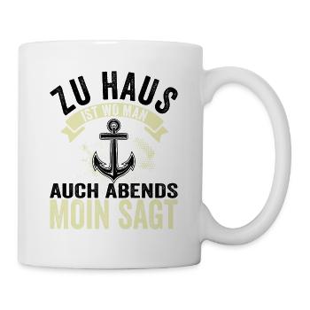 Moin Hamburger Anker Hamburg Lustige Sprüche - Tasse - Weiß - Rechts