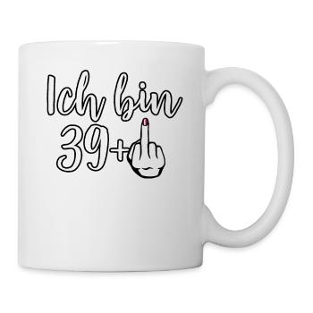 Ich bin 39 Plus Mittelfinger lustiges Geschenk - Tasse - Weiß - Rechts