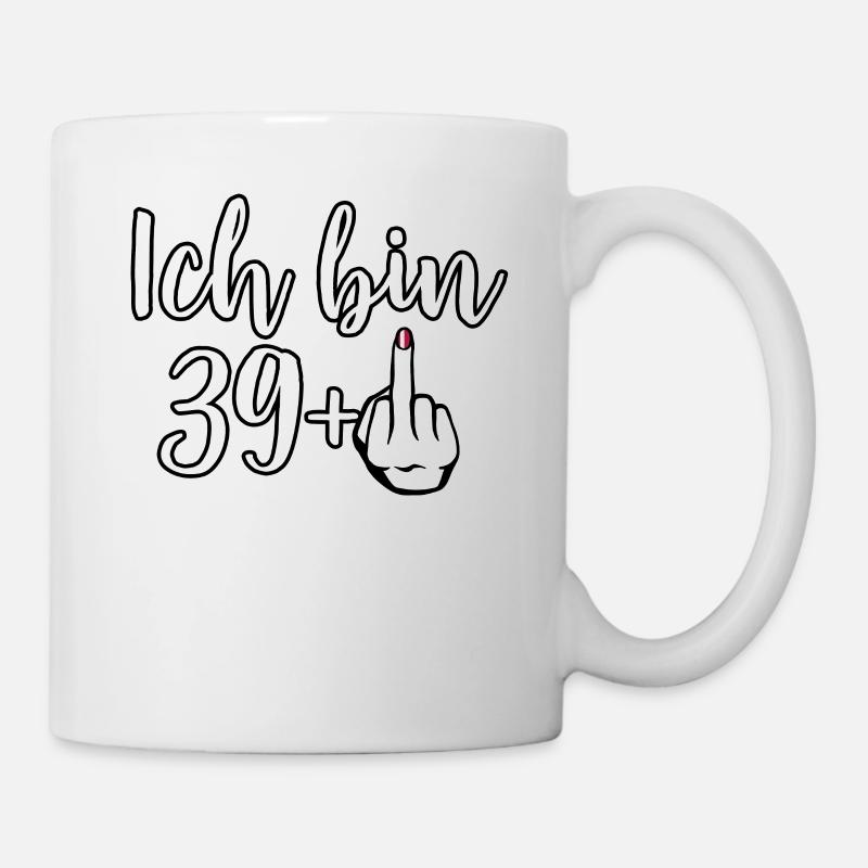 Ich bin 39 Plus Mittelfinger lustiges Geschenk - Tasse - Weiß