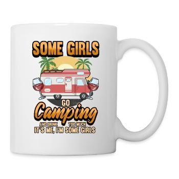 Camping fille caravane vin alcool cadeau - Mug blanc - blanc - Droite