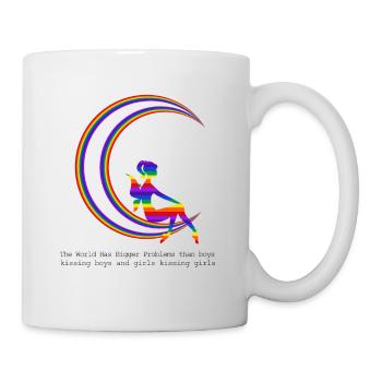 LGBT Girl Halbmond Gay Pride Design Bunt für CSD - Tasse - Weiß - Rechts