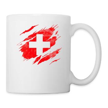 Schweiz Flagge - Tasse - Weiß - Rechts
