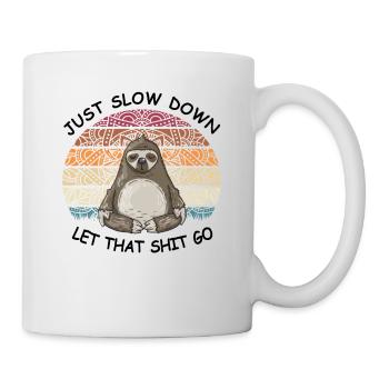 Yoga Faultier Spruch Mandala Buddha Geschenk Idee - Tasse - Weiß - Rechts