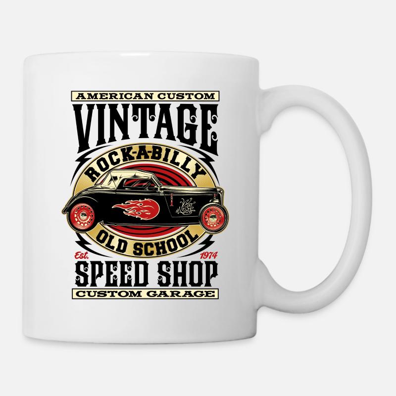 Rockabilly Autos Vintage Rock N Roll - Tasse - Weiß