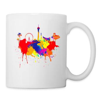 Las Vegas Skyline Nevada Bunte Farben Kunst Poker - Tasse - Weiß - Rechts