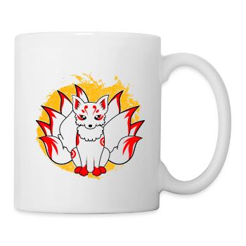 Kitsune Kami Inari Kawaii Maske Japanischer Fuchs - Tasse - Weiß - Rechts