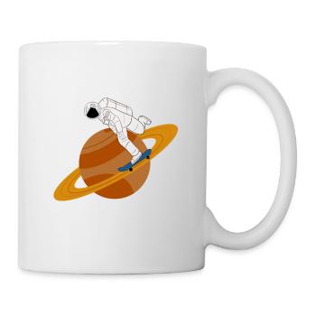 Astronaut Skateboard Saturn Ringe Weltall Geschenk - Tasse - Weiß - Rechts