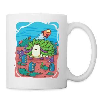 Leaf-sheep-snail visits underwater city - Mug - white - Right