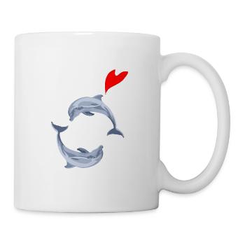 Dolphins in Love - Dolphins with a heart balloon - Mug - white - Right