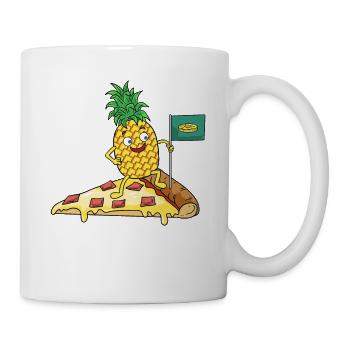 Lustige Ananas erobert die Pizza - Pizza Hawaii - Tasse - Weiß - Rechts