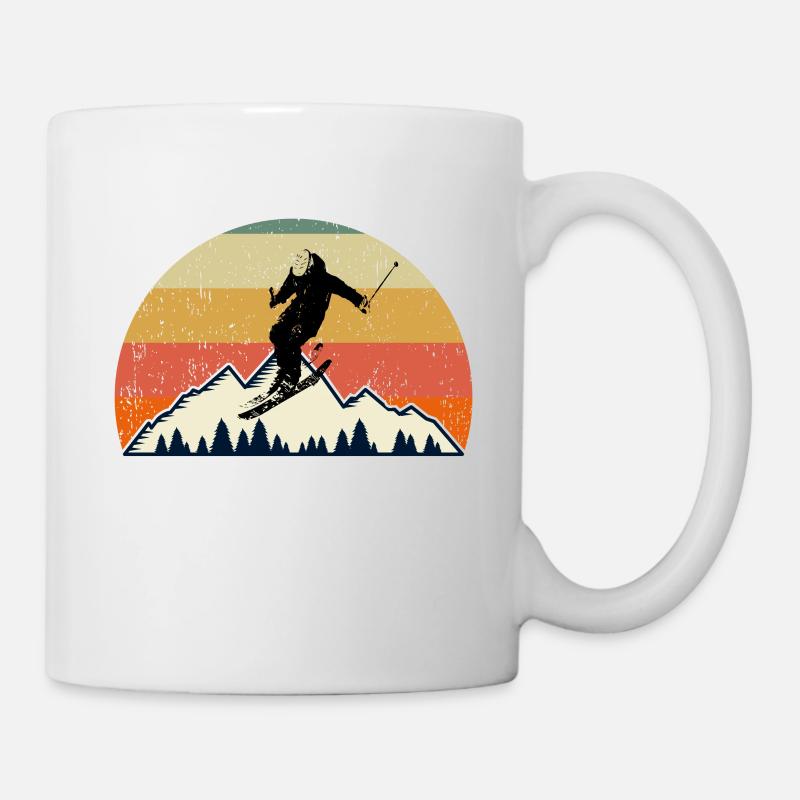 Ski Mountains Retro Vintage Gift - Mug - white