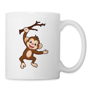 Affe auf Ast - Tasse - Weiß - Rechts
