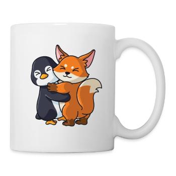 Pinguin Fuchs Liebe niedliche Tiere knuddeln - Tasse - Weiß - Rechts