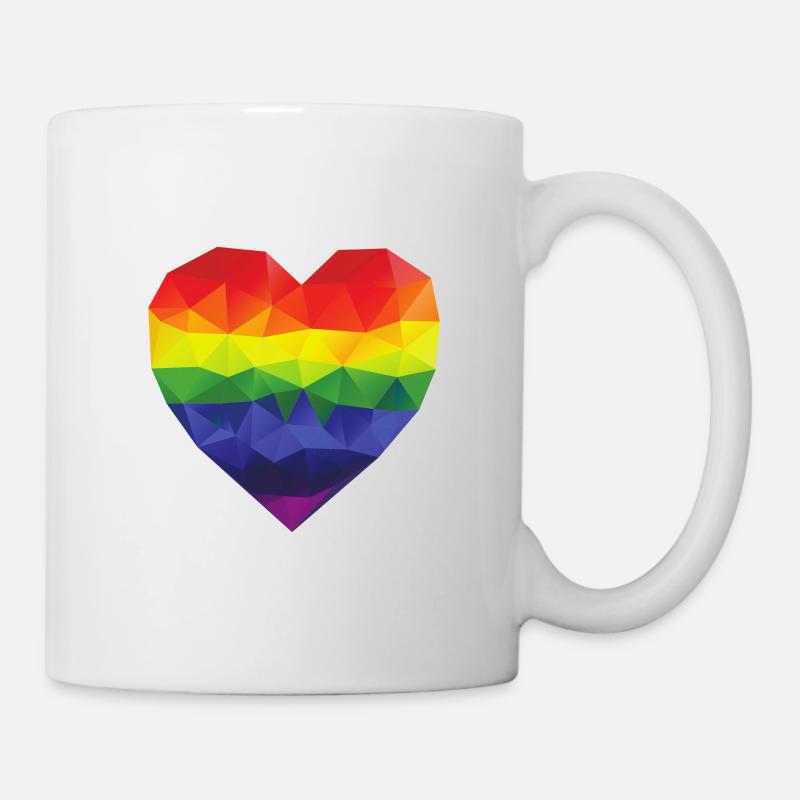 coeur arc en ciel - Mug blanc - blanc