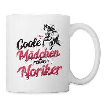 Coole Mädchen reiten Noriker Reiterin Pferd - Tasse - Weiß - Rechts