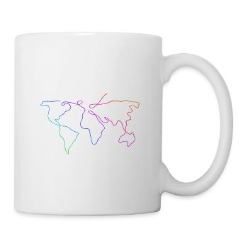 World map line art holiday colorful continents gift - Mug - white - Right