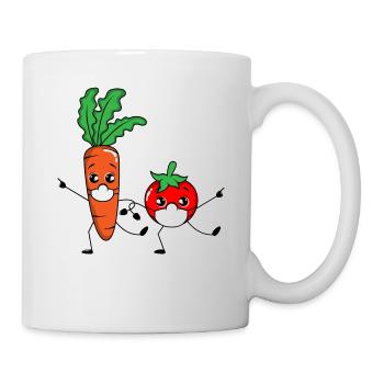 Dancing vegetables with mask vegeterian Vegan Tee - Tasse - Weiß - Rechts