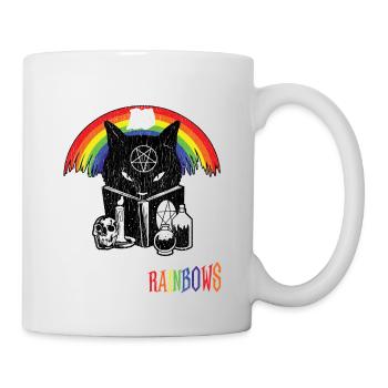 LGBT Goth Rainbows Black Cat Pentagram Pentacle - Mug - white - Right