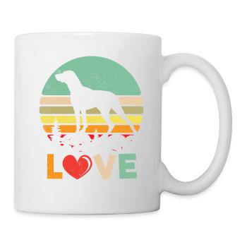Retro Liebe Deutsch Kurzhaar Zeiger Hund Shirt - - Tasse - Weiß - Rechts