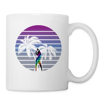 synth wave babe 80s miami style palms - Mug - white - Right