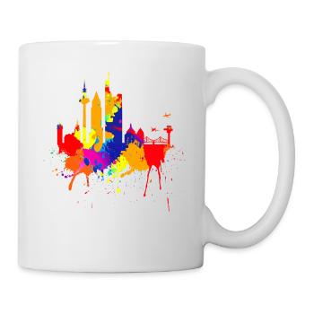 Frankfurt Skyline Colorful Colors Painting Art Love - Mug - white - Right