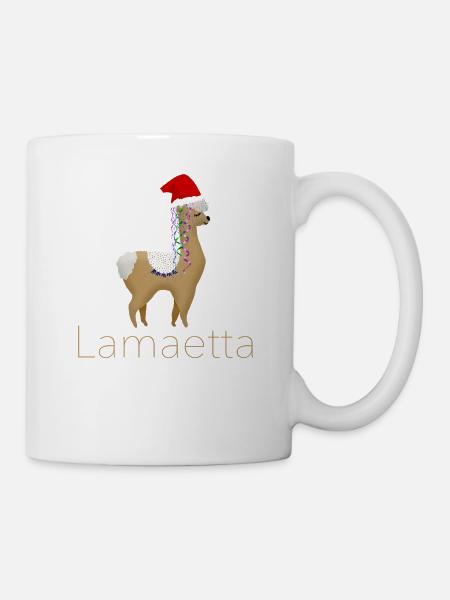 Weihnachten - Lama - Weihnachtlich - Lametta - Top - Tasse - Weiß