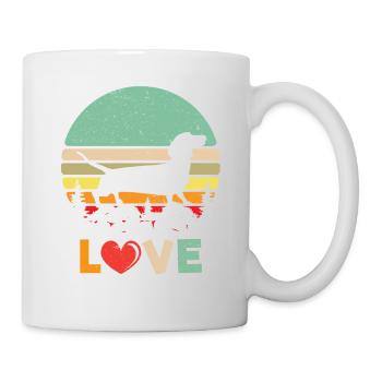 Retro Liebe Wiener Hund Shirt - Vintage Dackel Sh - Tasse - Weiß - Rechts
