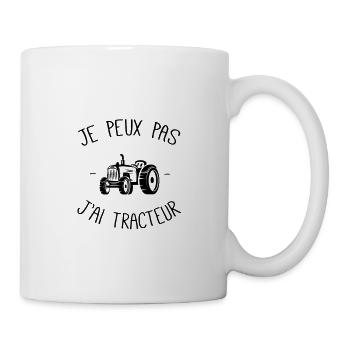 Je peux pas j'ai tracteur - Mug blanc - blanc - Droite