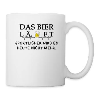 Das Bier läuft tolles Geschenk Lustig Slogan Fun - Tasse - Weiß - Rechts