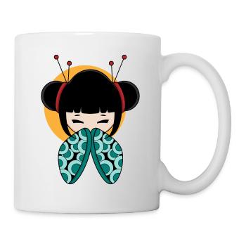 Cute japanese geisha with jewelry essential tea - Mug - white - Right