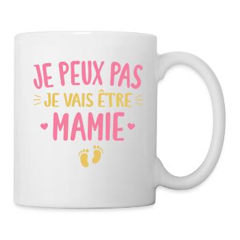 Ich kann nicht, ich werde eine Oma Schwangerschaftsankündigung sein - Tasse - Weiß - Rechts