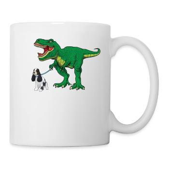 Mignon T Rex Dinosaur Dog Walking Cocker Spaniel Garçon - Mug blanc - blanc - Droite