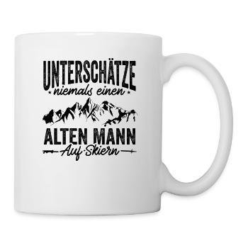 Unterschätze Niemals Einen Alten Mann Aus Skiern - Tasse - Weiß - Rechts