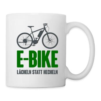 E-Bike - Lächeln statt hecheln MTB Rennrad Pedelec - Tasse - Weiß - Rechts