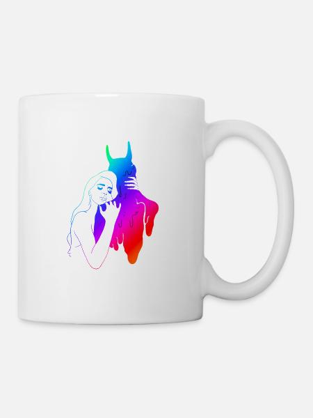 Hug devil hug Halloween gift Satan - Mug - white