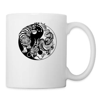 Yin Yang Tiger Drache Kung Fu Kampfsport - Tasse - Weiß - Rechts