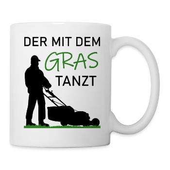 Rasenmähen Lustiger Spruch Rasen Gras Geschenk - Tasse - Weiß - Rechts