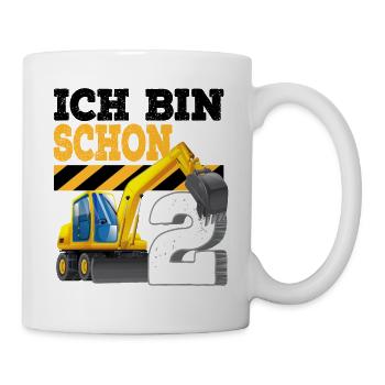 2. Geburtstag Bagger - Tasse - Weiß - Rechts