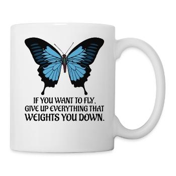 Papillon coloré fleur chenille nature - Mug blanc - blanc - Droite