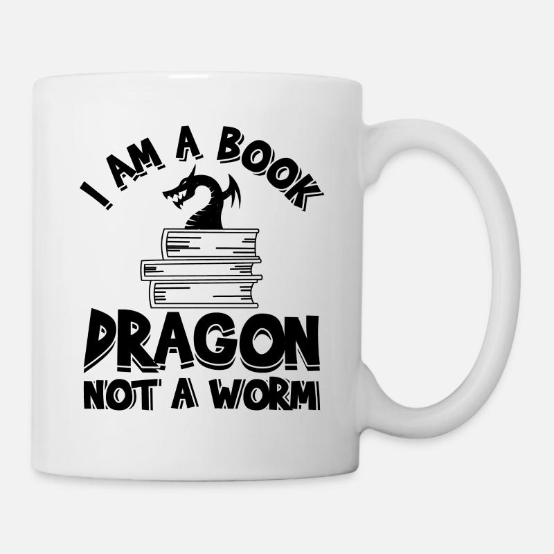 I Am A Book Dragon Not A Worm - Tasse - Weiß
