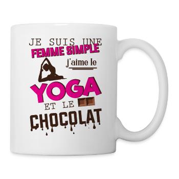 Je suis une femme simple j'aime yoga et chocolat - Mug blanc - blanc - Droite