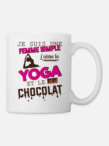 Je suis une femme simple j'aime yoga et chocolat - Mug blanc - blanc
