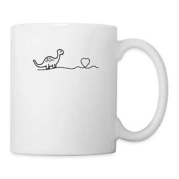 Süßer Dino mit Herz Dinosaurier Line Art Geschenk - Tasse - Weiß - Rechts