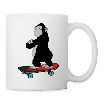 Skateboard Inliner Sport Affe - Tasse - Weiß - Rechts