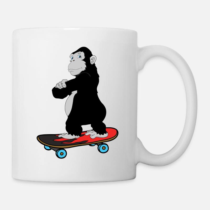 Skateboard Inliner Sport Affe - Tasse - Weiß