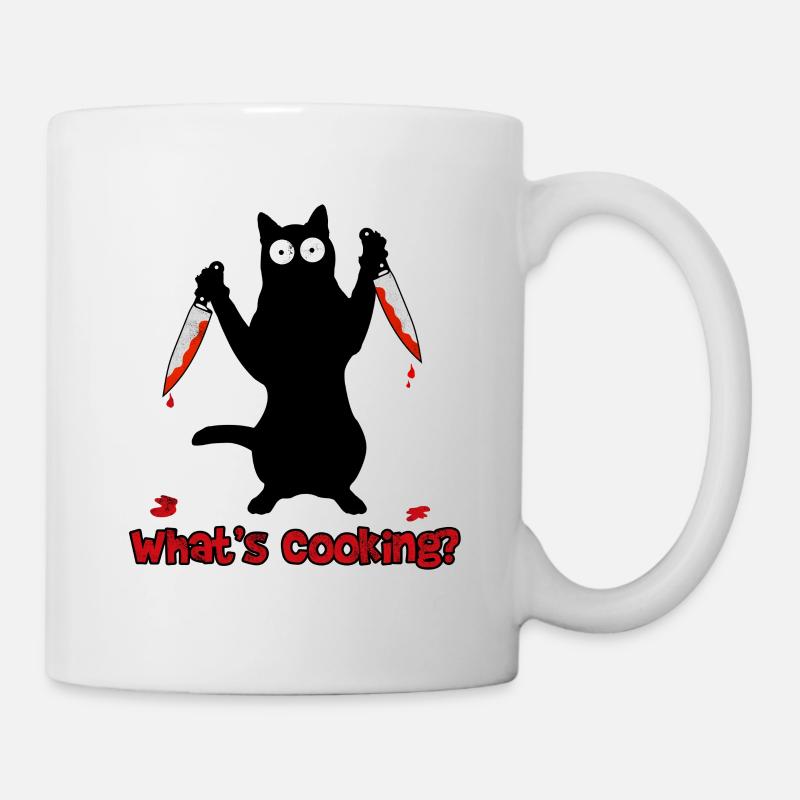 Chef cat with kitchen knife - Mug - white