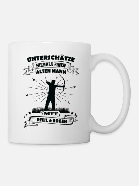 Bogenschießen Alter Mann Spruch Archer Bogensport - Tasse - Weiß